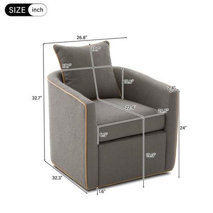 Swivel Accent Chair Upholstered Club Chair Barrel Sofa Chair for Living Room, Reading Corner, and Small Spaces, Light Grey image 4