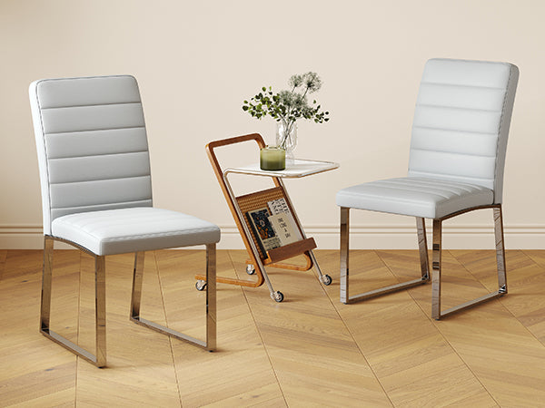 2-Pack - Premium PU office/dining chairs with high-density foam, sturdy iron legs (electroplate/spray paint), multiple colors. Easy assembly image 5