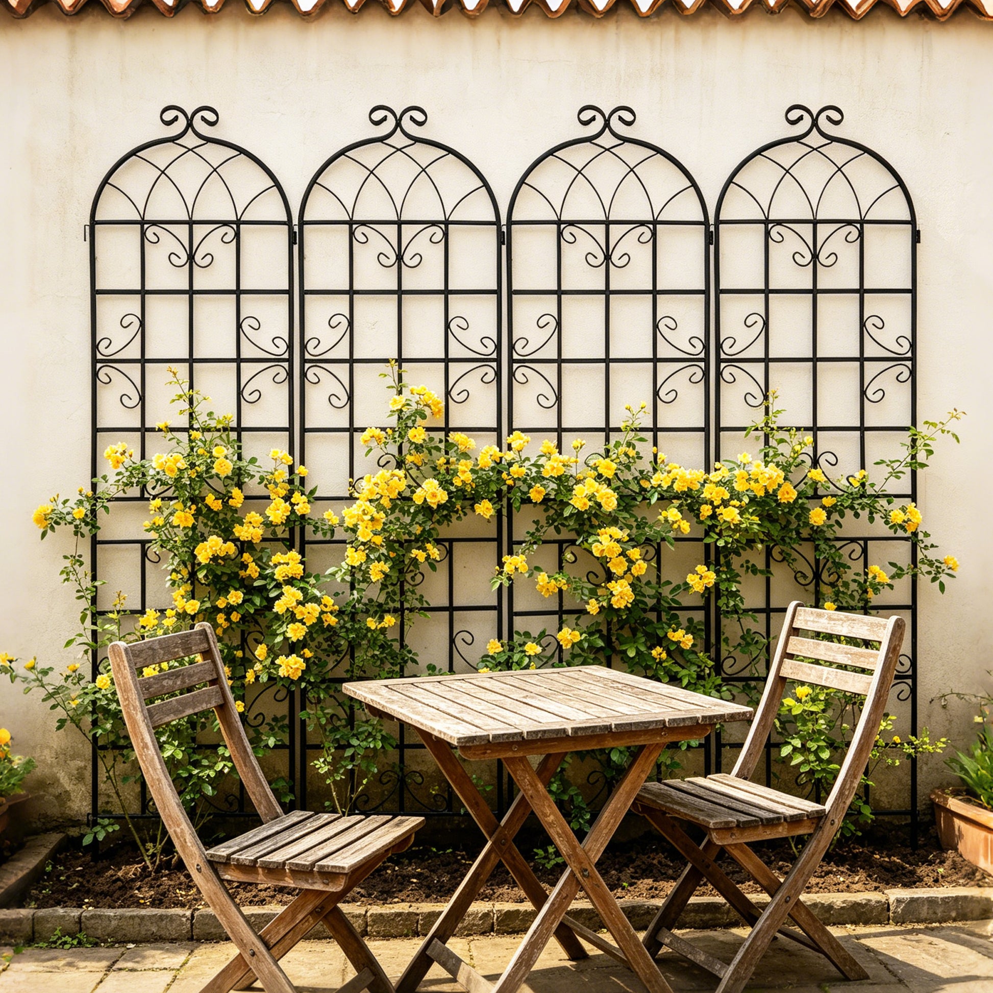4 Pack Metal Garden Trellis 86.7" x 19.7" Rustproof Trellis for Climbing Plants Outdoor Flower Support Black image 4