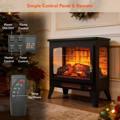 21 inchThree-sided Freestanding Electric Fireplace Stove heater with 3D Flame effect with remote control image 4
