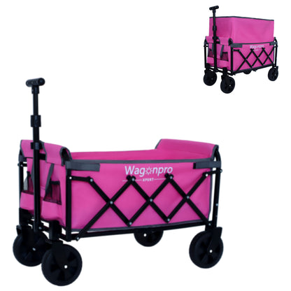 Expandable Dual-Layer Utility Wagon with 100% Extra Space - 225lbs Grocery Cart for Camping, Shopping, Sports, Gardening, Fishing, Pink image 2