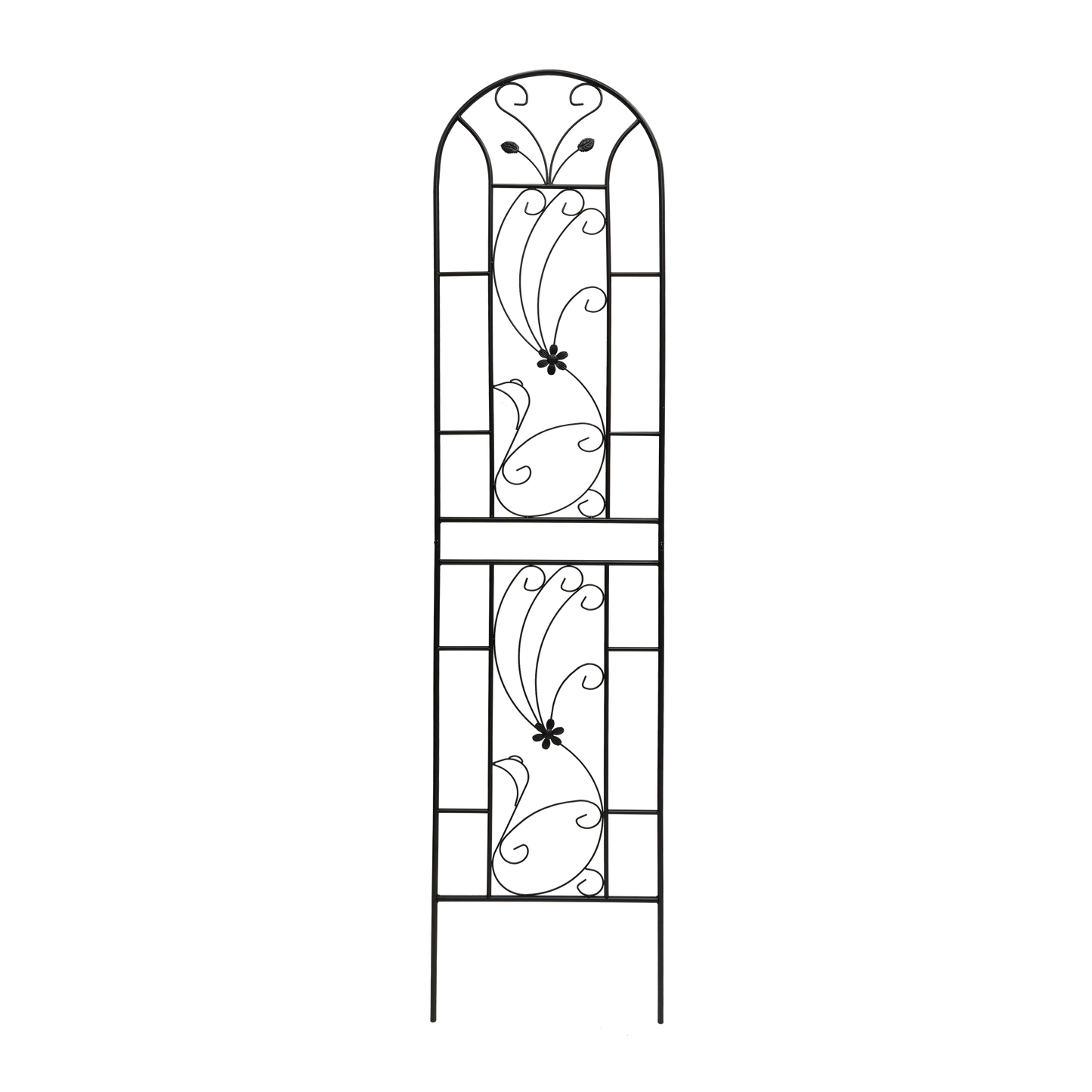 4 Pack Metal Garden Trellis 86.7" x 19.7" Rustproof Trellis for Climbing Plants Outdoor Flower Support Peacock Style Black image 8