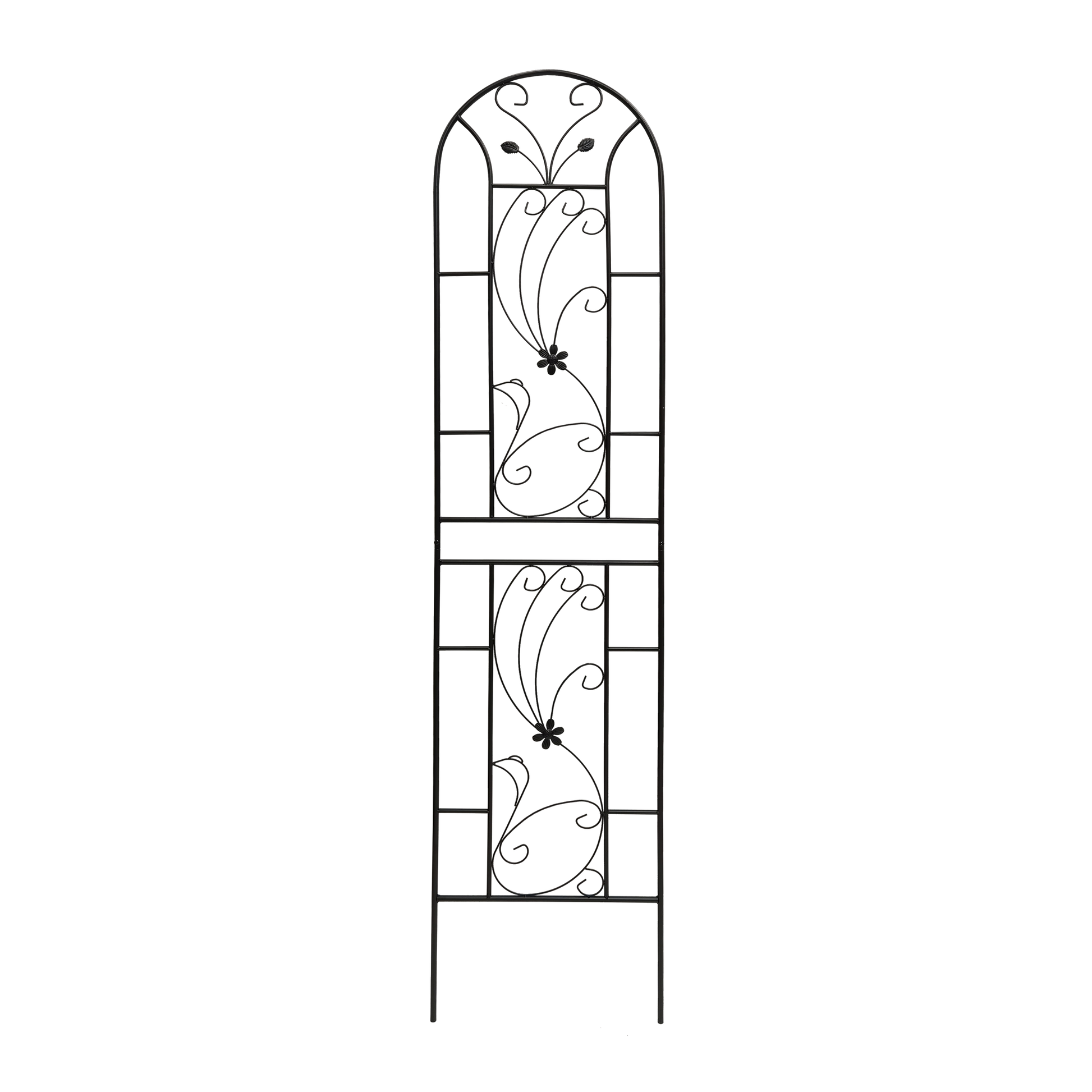 4 Pack Metal Garden Trellis 86.7" x 19.7" Rustproof Trellis for Climbing Plants Outdoor Flower Support Peacock Style Black image 8
