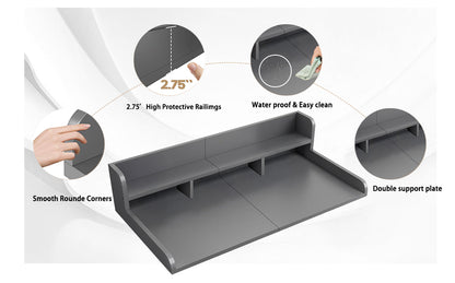 Washer Dryer Countertop with Non-slip Pads, Laundry Wood Shelf Topper with Edge, 54" Width x 27.5" Depth Double Layer Organizer for Washer and Dryer Laundry Hamper Counter Storage Organization (GRAY) image 3
