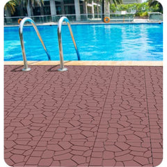 New Stone texture 12" Patio Deck Tiles, DIY Module Interlocking Decking Tiles Floor Tile,Easy and Quick Installation Court Tiles for Porch Poolside Balcony Backyard 44pcs Red Brown
