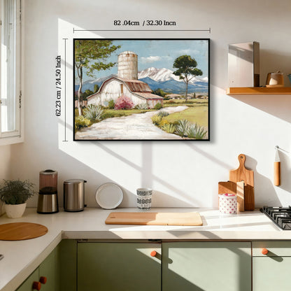 Framed Rustic Farmhouse Canvas Wall Art Beautiful Field Painting Wildflower Barn Print Nature Scenery Picture French Countryside Poster for Bathroom Bedroom Living Room Office Wall Decor 32x24in image 8
