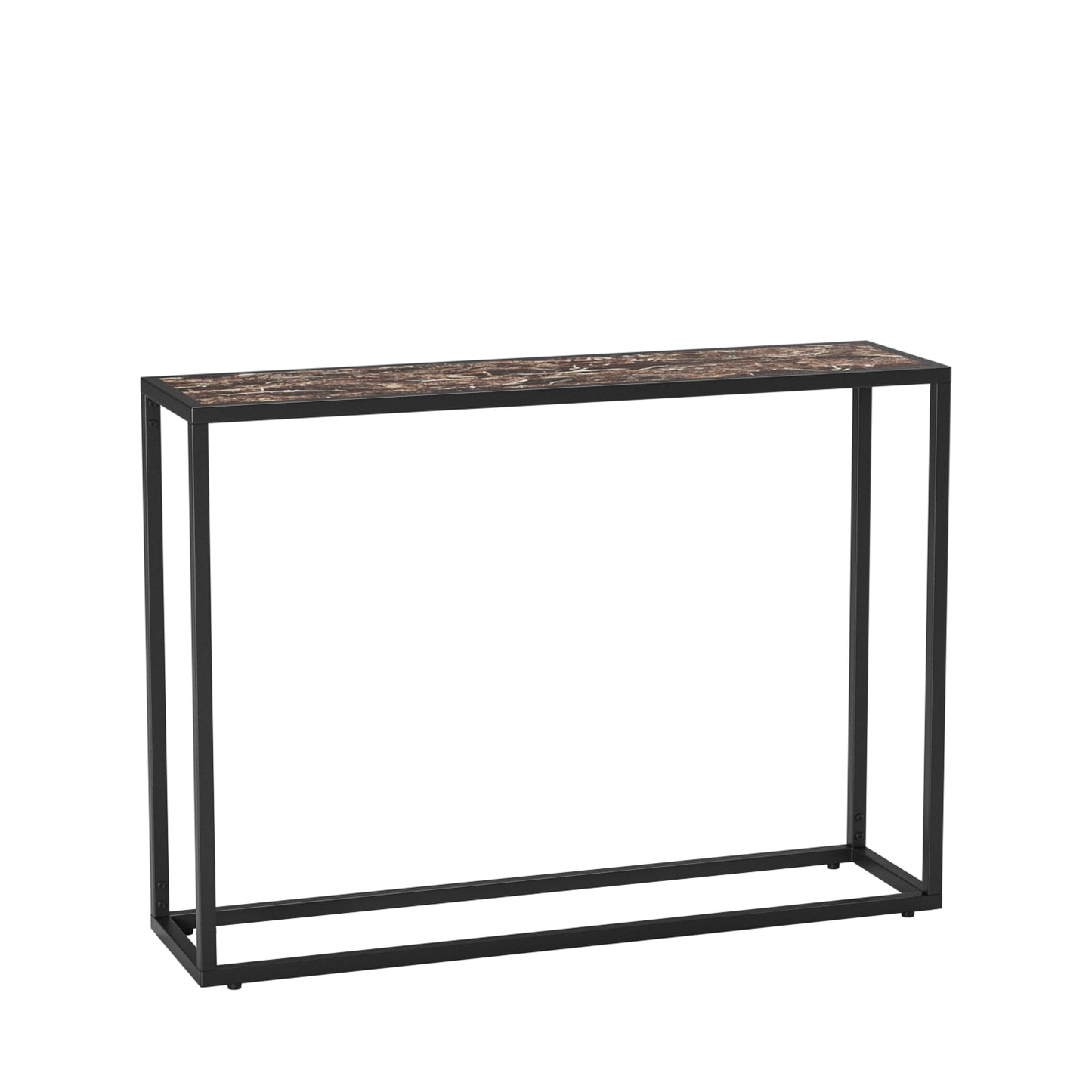 Narrow console table, high-end edge wrapped foyer table, entrance, industrial corridor table, living room, foyer, rural brown and black image 9