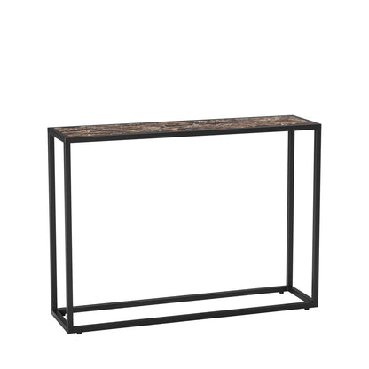 Narrow console table, high-end edge wrapped foyer table, entrance, industrial corridor table, living room, foyer, rural brown and black image 9