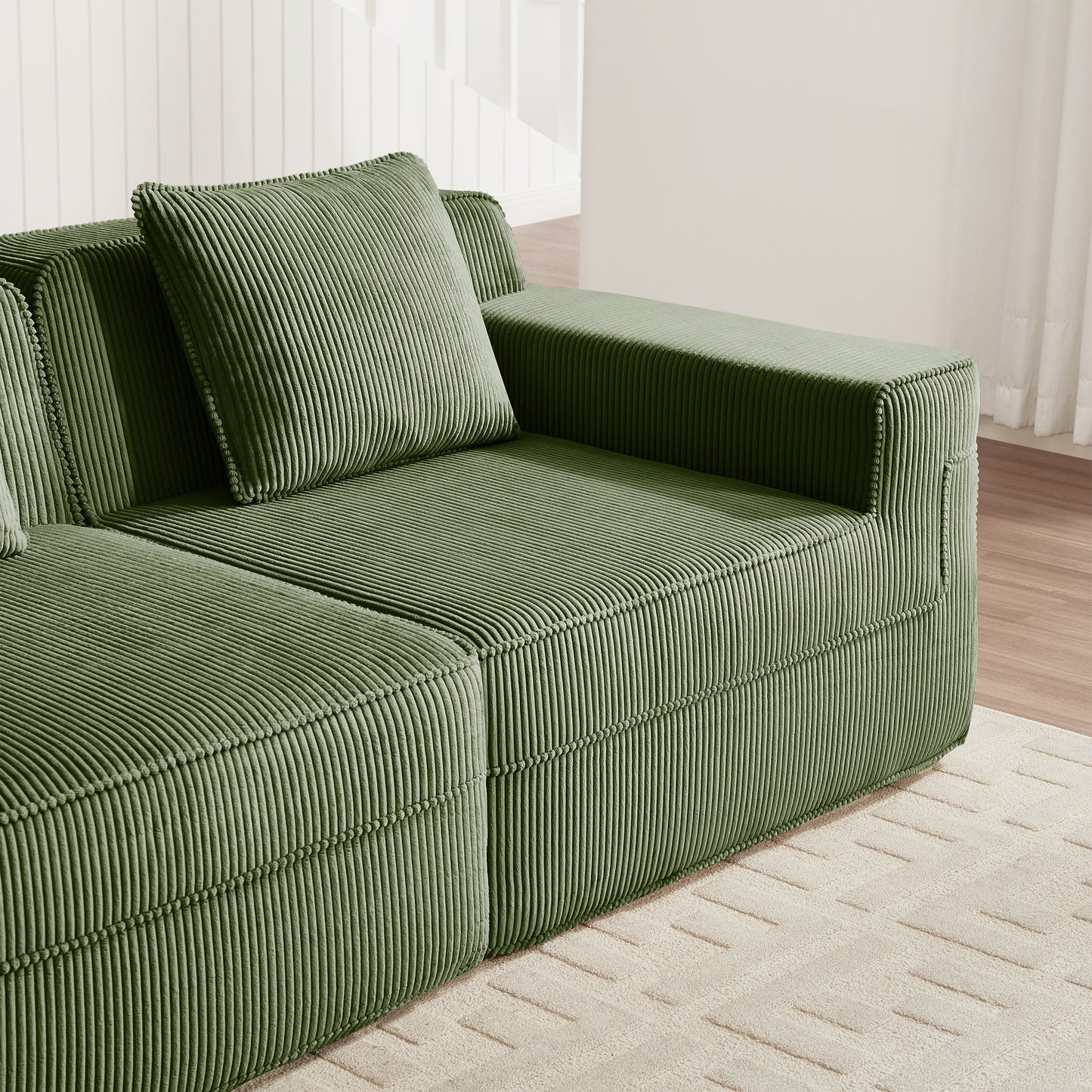 Martha Ottoman Corduroy -Green image 5