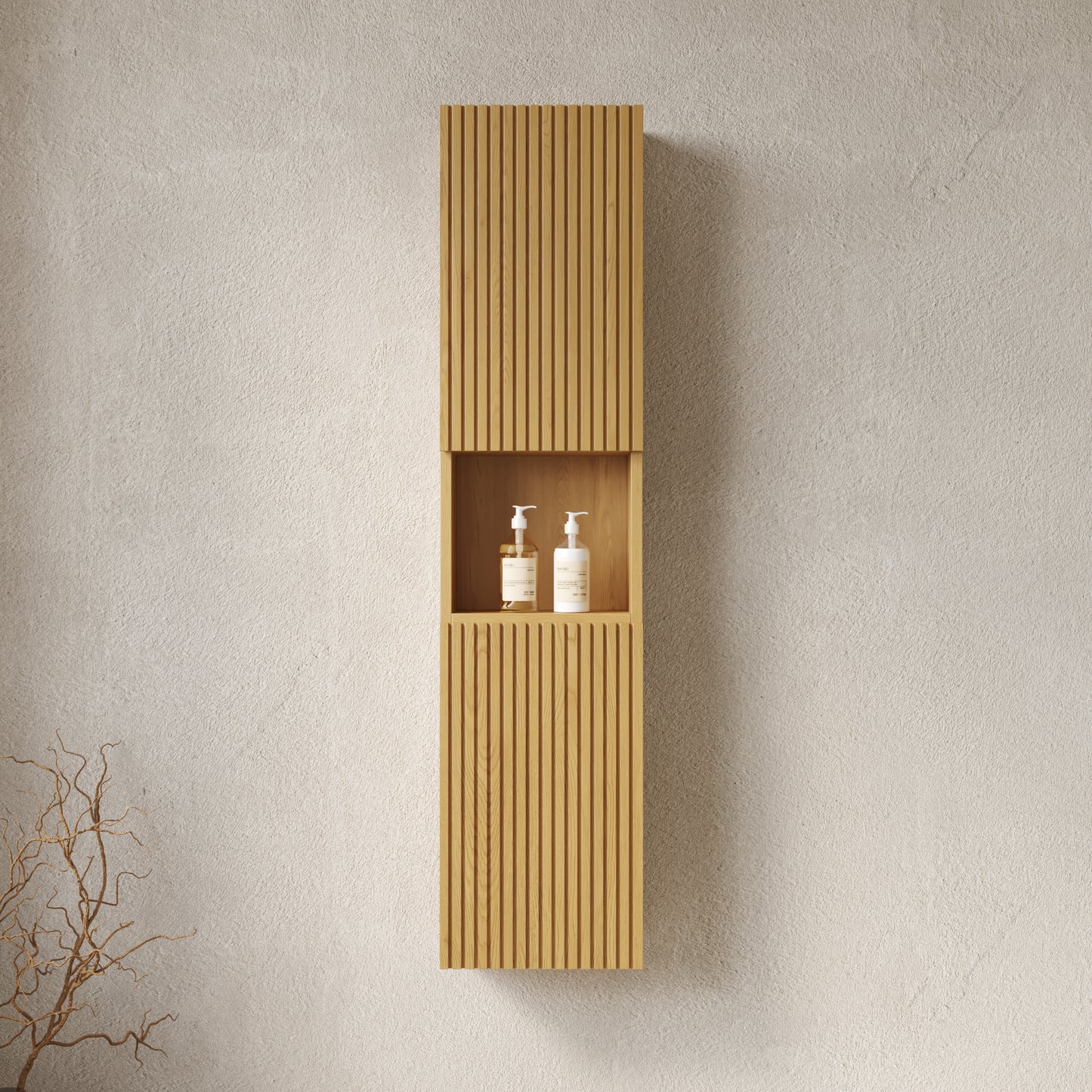 MITCH 59" Tall Bathroom Wall Mounted Cabinet - Side Angle (Alternate)