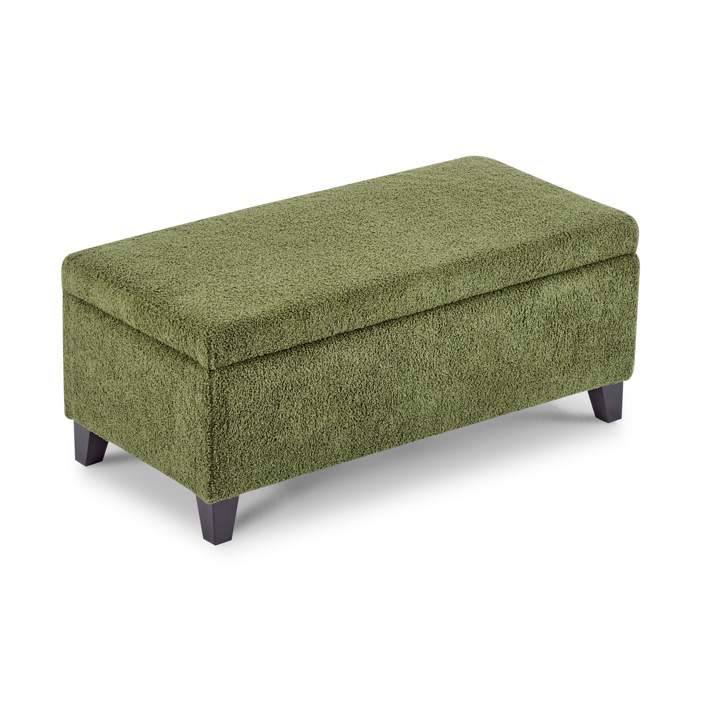 Storage Ottoman with Flip-Top Lid, Easy Assembly, Boucle Fabric & Rubber Wood Legs, Retro Green image 6