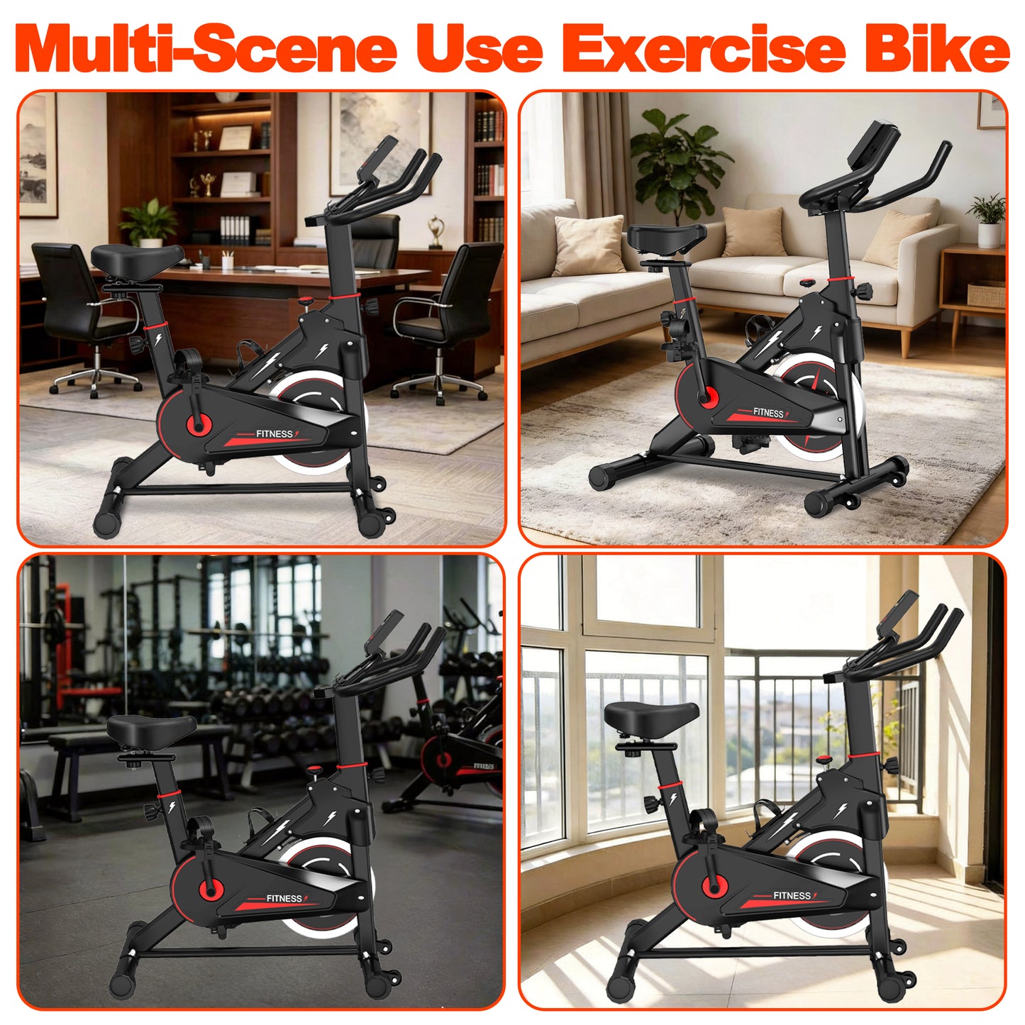 Indoor Exercise Bike, Stationary Cycling Bike with Monitor, Adjustable Resistance, Comfortable Seat & Handlebars, Stable Base, Portable Design Home Fitness Workout Cycle for Daily Indoor Use image 8