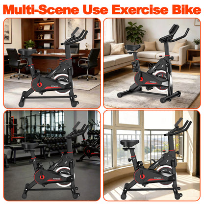 Indoor Exercise Bike, Stationary Cycling Bike with Monitor, Adjustable Resistance, Comfortable Seat & Handlebars, Stable Base, Portable Design Home Fitness Workout Cycle for Daily Indoor Use image 8