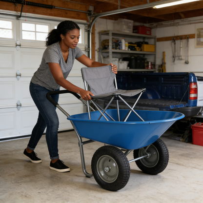 wheel barrow Two wheeled trolley for blue garden 15 inch pneumatic wheel WB189BL image 4
