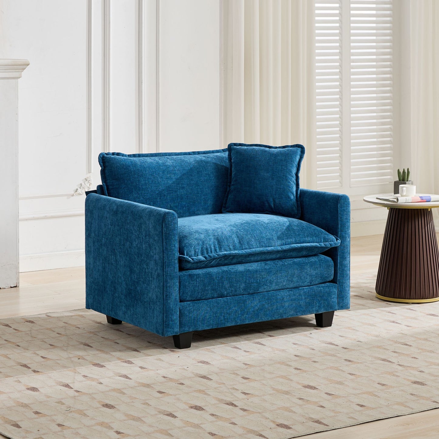 Cloud Sofa one Seat (Armrests are not included), Modern Sectional Couch, for Living Room Bedroom and Apartment, Comfy Double Layer Upholstered Seat Cushion, Breathable Chenille Fabric, Blue image 3