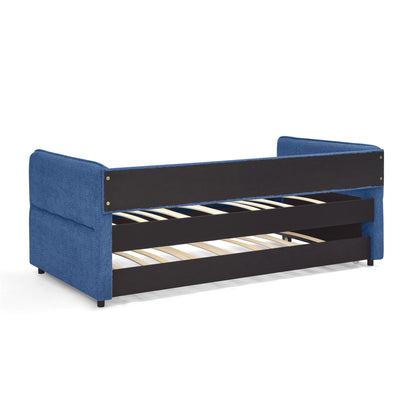 Daybed with Twin Size Pop-up Trundle Upholstered Tufted Sofa Bed, Twin Size, Boucle Fabric (83"x43"x29.5") image 9
