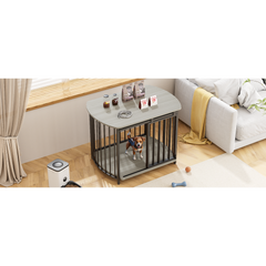 GO 31.5" Furniture Style Dog Crate for Small and Medium Dogs, Wooden Cage Indoor Kennel Furniture, Modern Dog Crate End Table with Double-Doors, Gray