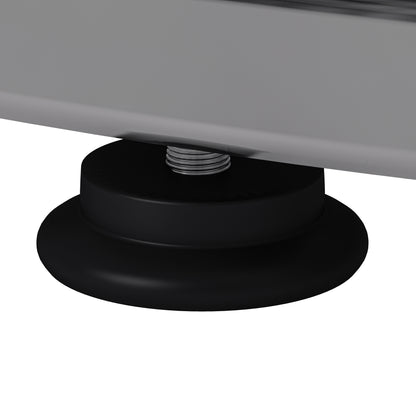 31.50'' Modern Rectangle Glass Coffee Table with Ring-Shaped Frames, Chrome Finish and Gray Tempered Glass, Luxury Center Table for Living Room, Bedroom and Office, Silver image 9