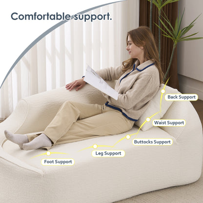 LY-048 Compression Curved Chaise Longue Chair Indoor, Modern Chenille Loveseat Couch with Deep Seat Sofa Bed with 1 Pillow, Sleeper Sofa Couch for Living Room, Bedroom, Apartment image 2
