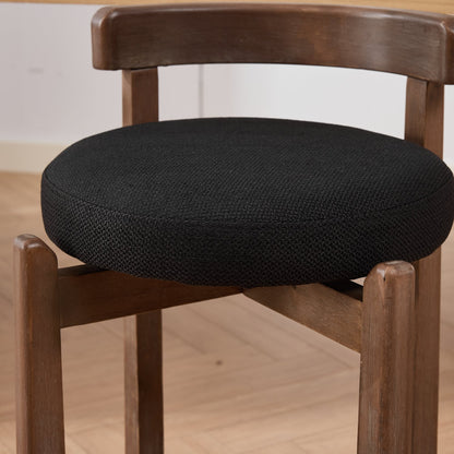 Set of 2 Swivel Counter Stools,Mid-Century Modern Bar Stools with Back,26 Inch Seat Height,Solid Wood Frame,Soft Linen Upholstered Bar Chairs with Footrest,Ideal for Kitchen Island,Black,SW1882BK image 12