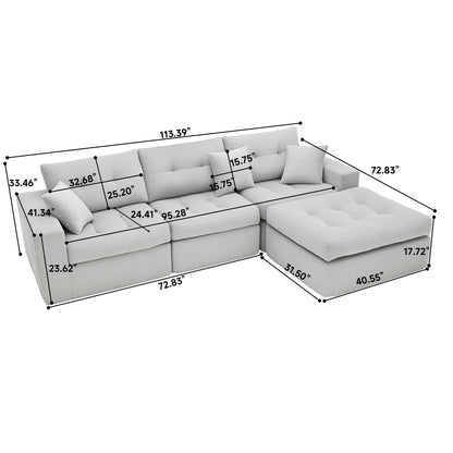 Corduroy Corner Chaise Compression Sofa Bed, L-Shaped Sectional Couch with High-Density Sponge, No-Assembly Required Convertible Sofa for Living Room, Apartment, Guest Room(Green) image 8
