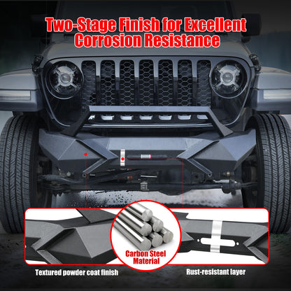 X Style Front Bumper with Winch Plate Compatible with Wrangler JK (2007-2017) Heavy Duty Black Textured Manganese Steel Construction, Perfect for On and Off-Road Used image 5