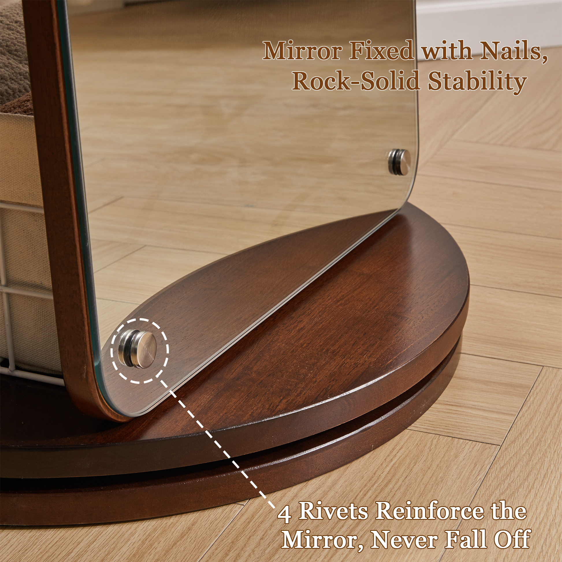 Rotating Full Length Mirror with Clothes Rack, Freestanding Solid Wood Storage Mirror for Bedroom Living Room image 11