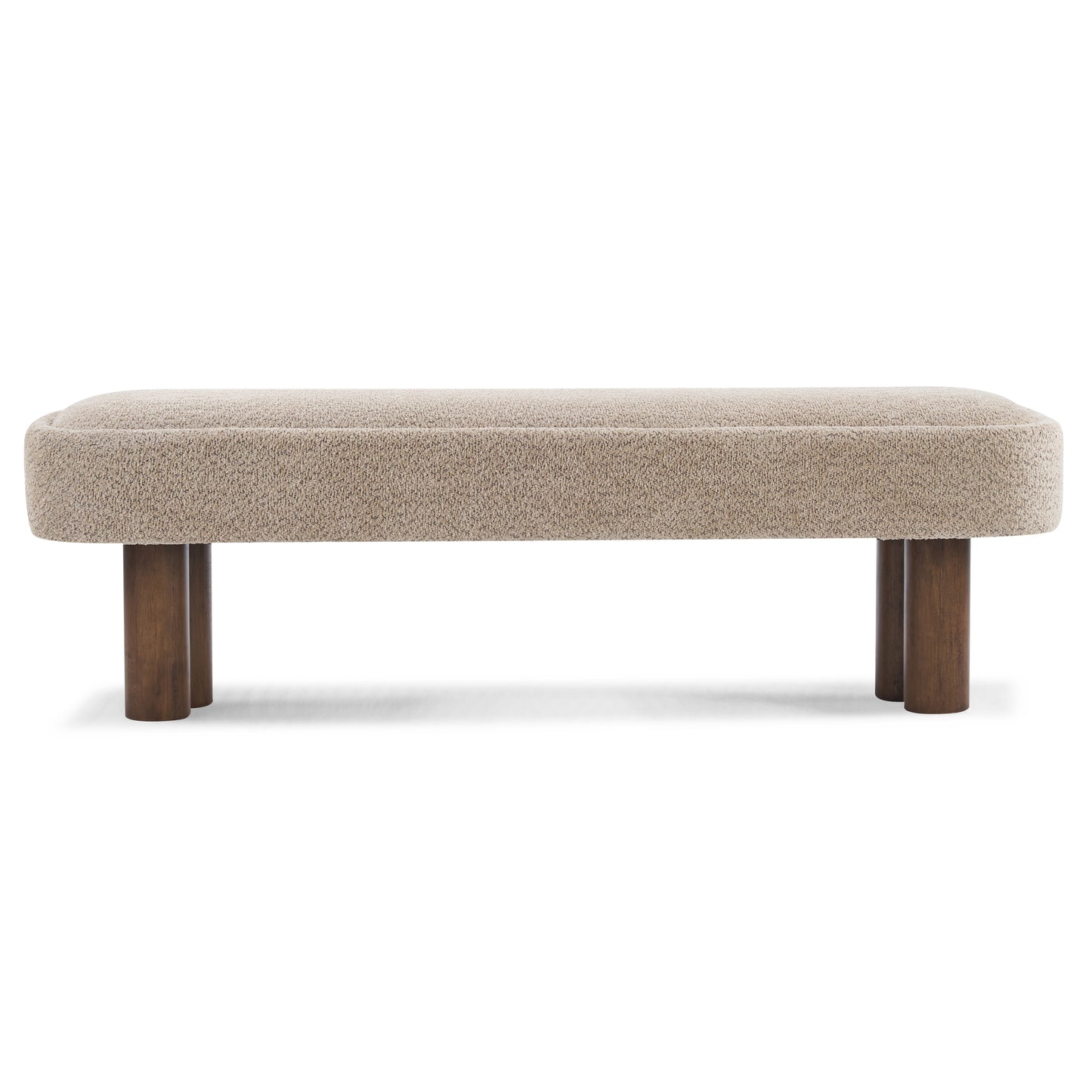 Indoor Khaki Boucle Dining Bench with Walnut Color Legs, 60.04'L Upholstered Seating for Kitchen, Dining Room and Living Space,250lbs Capacity image 7
