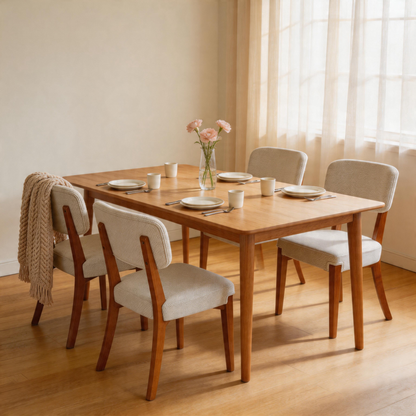 Modern Armless Dining Chairs Set of 2, Beige, Contemporary Side Chairs with Wood Legs - Versatile Accent Chairs for Dining Room, Kitchen, or Living Room image 4