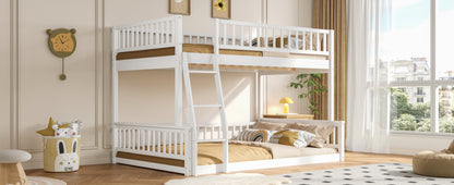 Full XL over Queen Bunk Bed with Ladder and Guardrails, White image 7