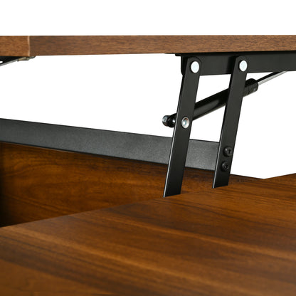 U-Can Minimalist Oval Lift-Top Coffee Table with Hidden Storage and Wood Wave Grain Finish image 10
