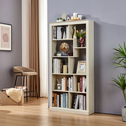 Free Combination Wood Open Bookshelf, Multi Space Display Storage Cabinet, Easy to Assemble Freestanding Bookcase with Anti-Tip Straps, Classified Storage Organizer for Living Room Bedroom Home Office image 4