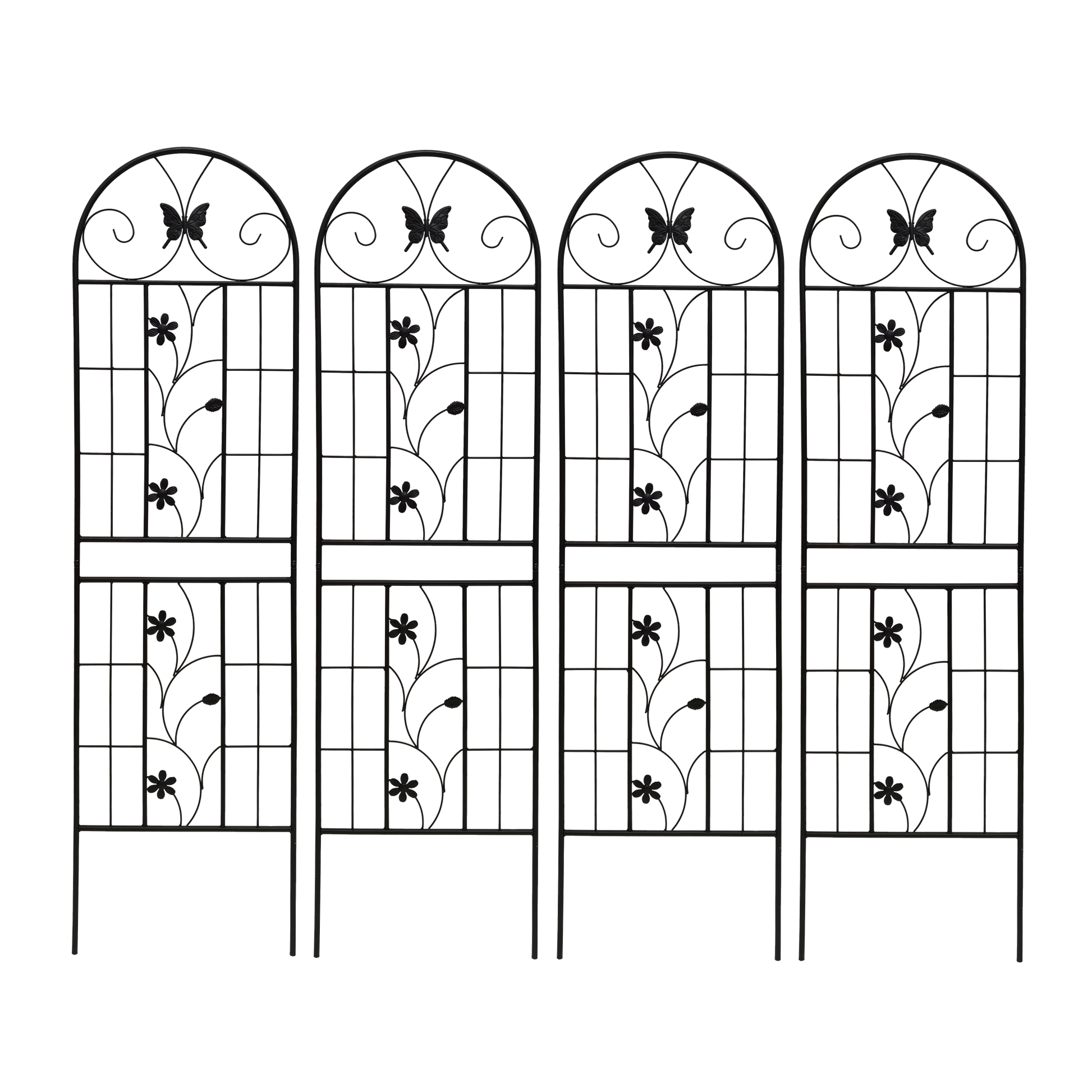 4 Pack Metal Garden Trellis 71" x 19.7" Rustproof Trellis for Climbing Plants Outdoor Flower Support Black image 12