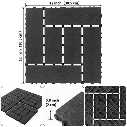 12-inch ZZ style interlocking deck tiles, DIY modular interlocking decking floor tiles, indoor and outdoor floor tiles, courtyard floor tiles that easy to install quickly,44 pieces dark gray image 3