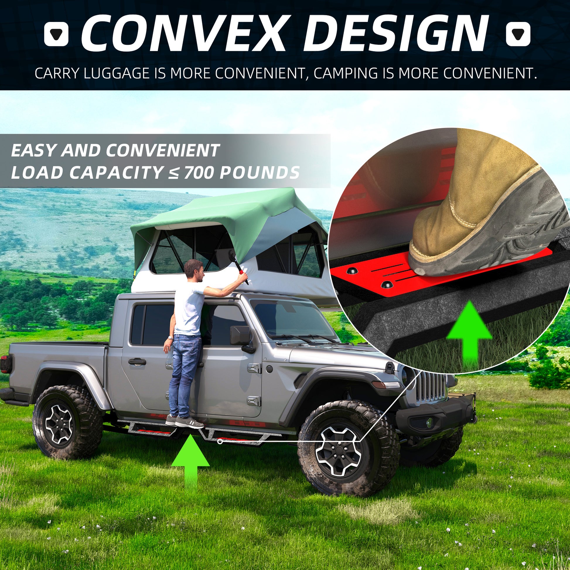 Two-Color 6 Running Boards For 2020-2026 Jeep Gladiator JT 4 Door,Side Steps image 5