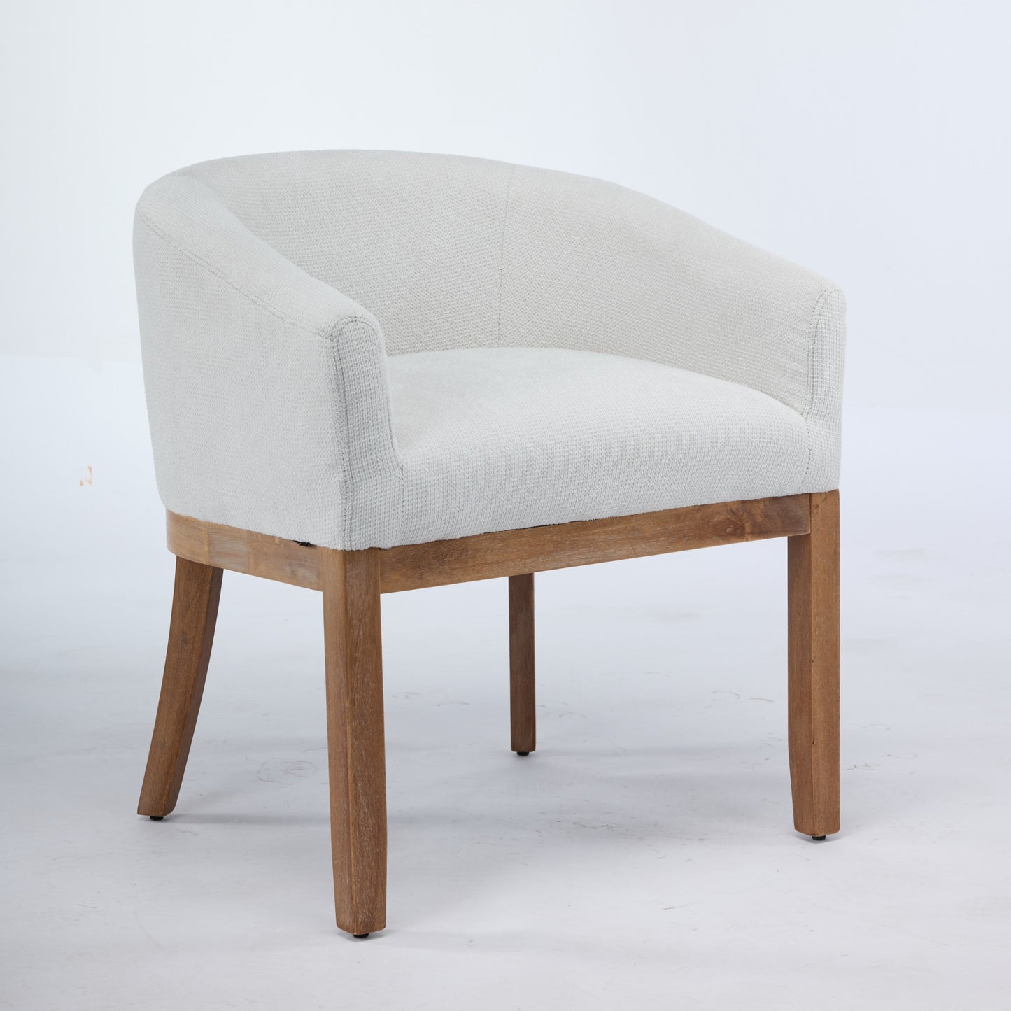 Mid Century Modern Upholstered Barrel Dining Chairs with Arms,Farmhouse Linen Kitchen & Dining Room Chairs with Natural Hardwood Frame, 19" W Accent Chairs for Living Room,Single Pack,Beige,SW1891BG image 3