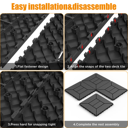 New 12 inch balcony deck tiles, DIY interlocking deck floor tiles, indoor and outdoor floor tiles, easy to install patio tiles, suitable for poolside balcony, backyard, 44 pieces dark gray image 5