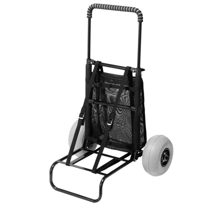 Beach Dolly with Big Wheels for Sand, 20.1" x 14.6" Cargo Deck, w/ 9" Balloon Wheels, 165LBS Loading Capacity Folding Sand Cart & 27.2" to 44.9" Adjustable Height, Heavy Duty Cart for Beach image 6