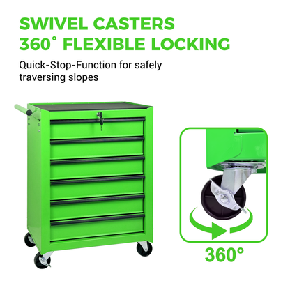 Rolling Metal Tool Chest with 6 Drawers, 20" 6-Drawer Tool Chest Cabinet with Ball Bearing Drawer Slides, Steel Tool Storage Box Organizer -GREEN image 5