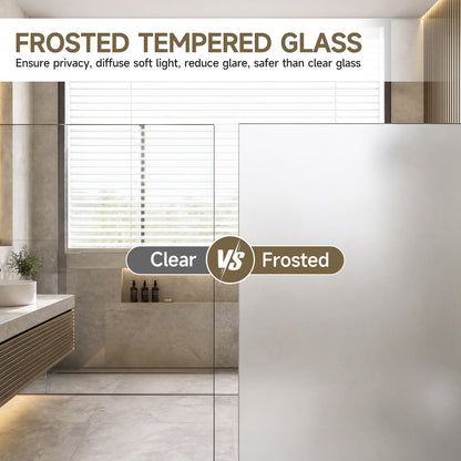 56-60" W x 60" H Frameless Double Sliding Shower Door, Premium 1/4" (6mm) Thick Frosted Ultra-Clear Nano-Coated Tempered Glass, Stainless Steel, Matte Black image 5