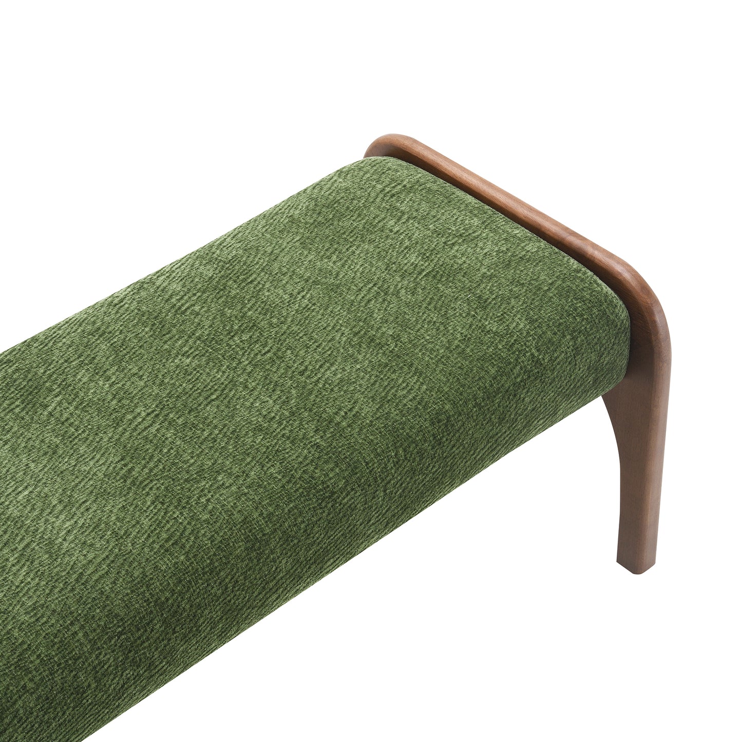 50.25 Inch Upholstered Long Bench, Modern Dining Bench with Soft Chenille Fabric &Rubber Wood Legs for Kitchen Table, Bedroom, Entryway,Chenille Green image 7