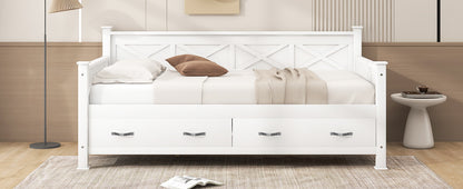 Twin Size Wooden Modern and Rustic Casual Style Daybed, Cream White image 9