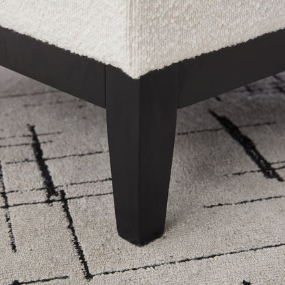 33.86"W Upholstered Wood Base Storage Ottoman With Reversible Lid Coffee Table, Foot Stool Square Footrest with Rubberwood Legs for Living Room Bedroom Entryway and Office, Ivory Boucle. image 7