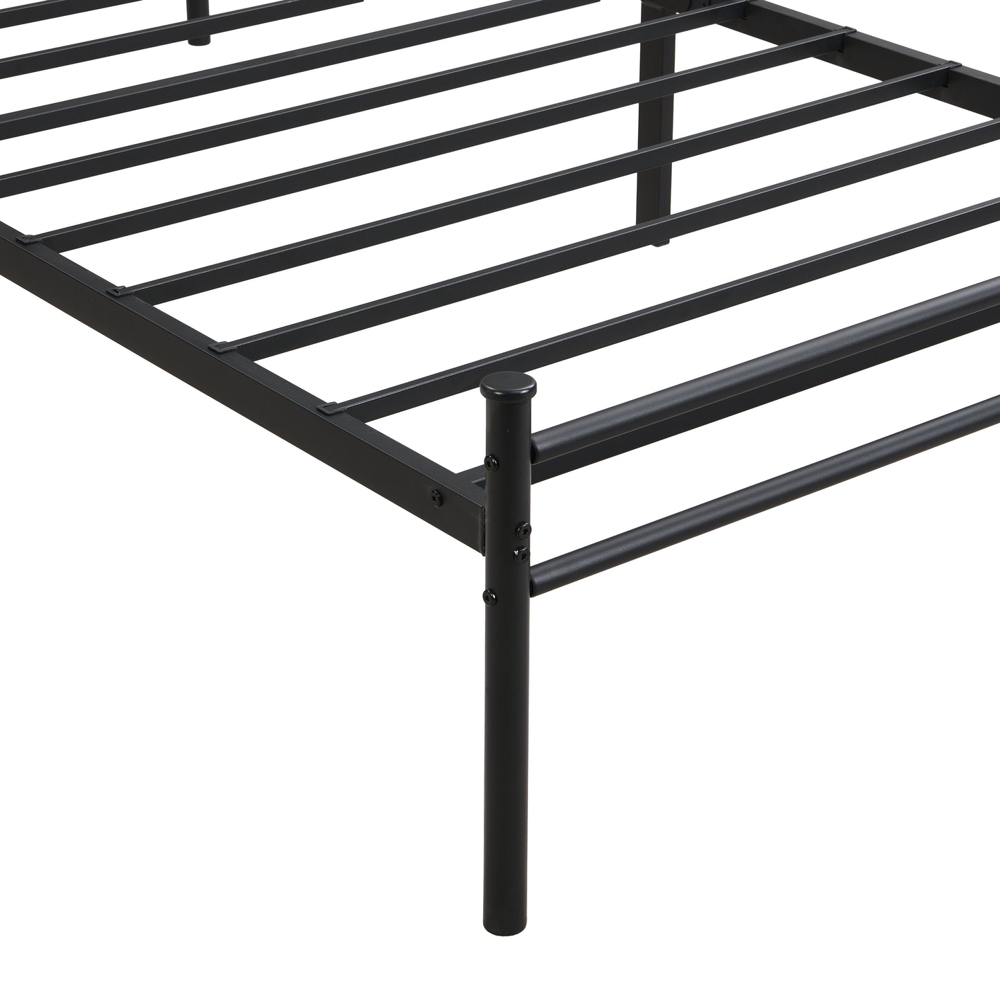 Twin Size metal bedframe,Headboard with wood panel decoration,black image 10