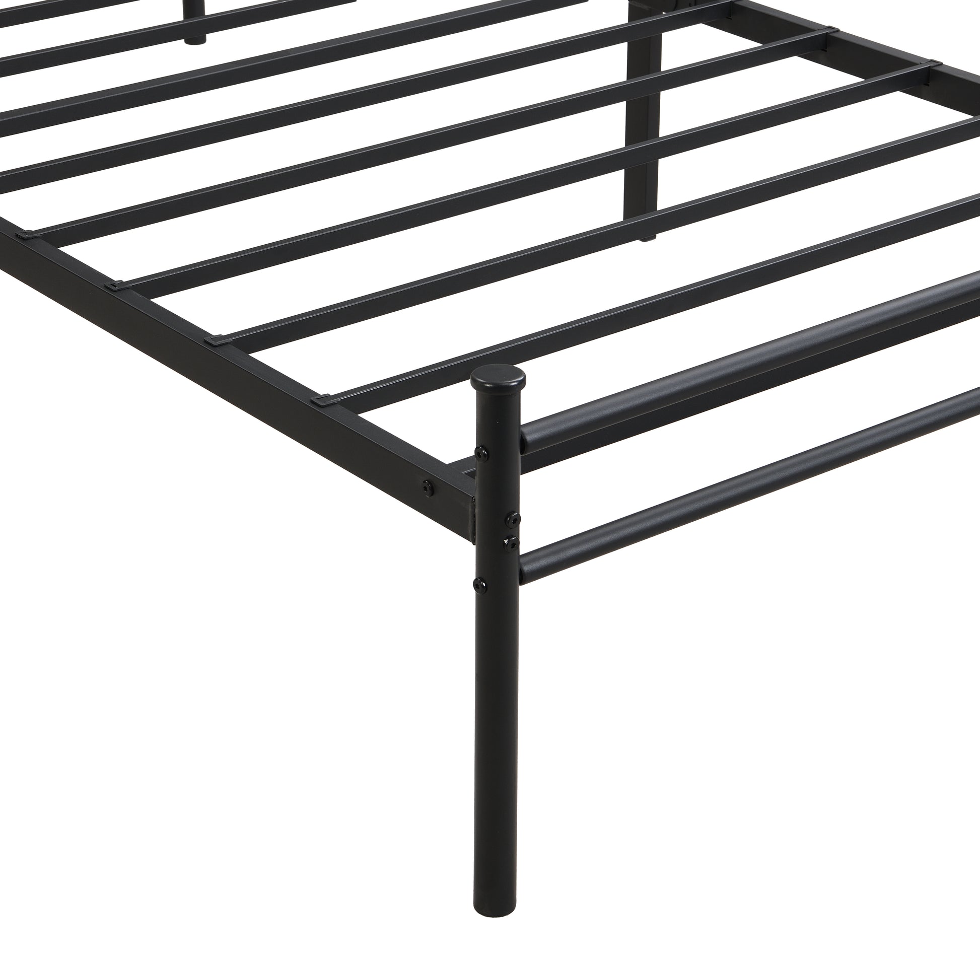 Twin Size metal bedframe,Headboard with wood panel decoration,black image 10