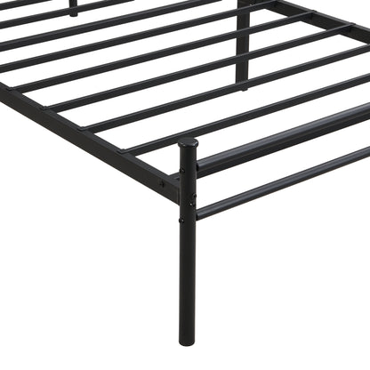Twin Size metal bedframe,Headboard with wood panel decoration,black image 10