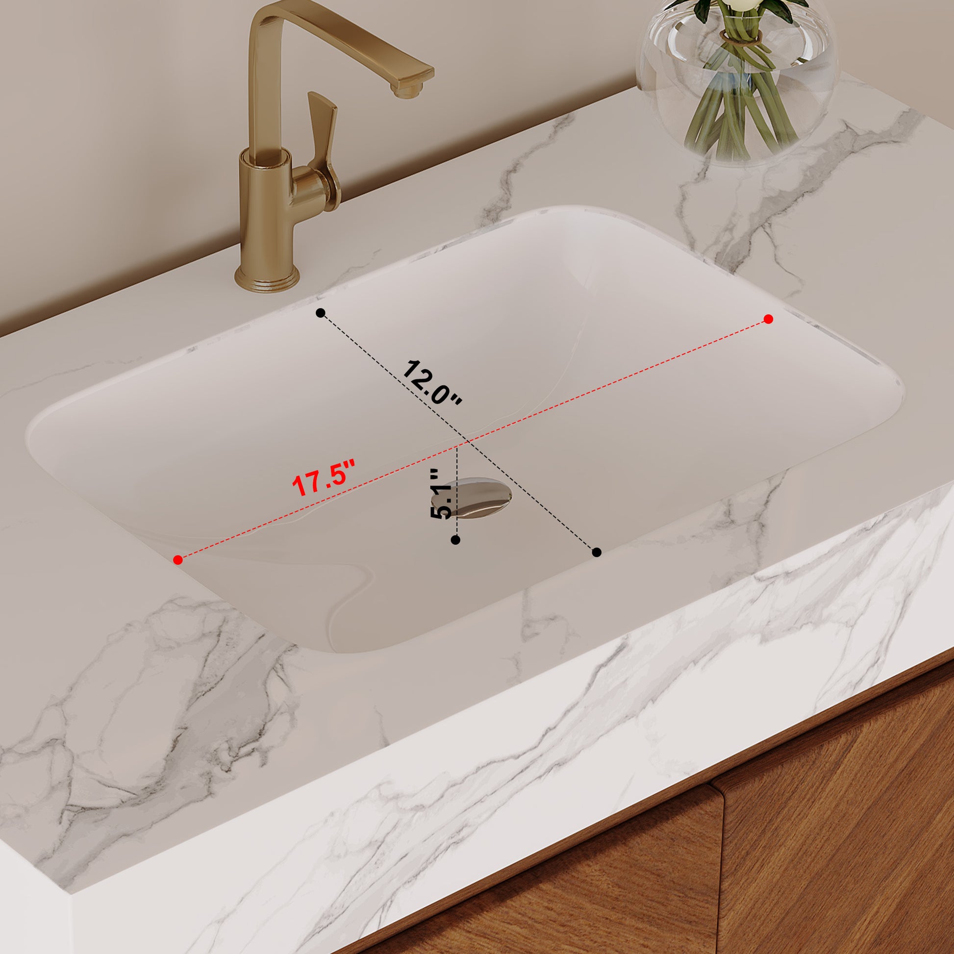 29.9" Modern Free-standing Bathroom Vanity with Ceramic Sink – Brown Oak, Soft-Close image 10