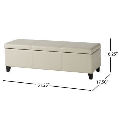 Upholstered PU Leather Storage Ottoman, Solid Wooden Legs (old sku 57742.00IVY) image 3