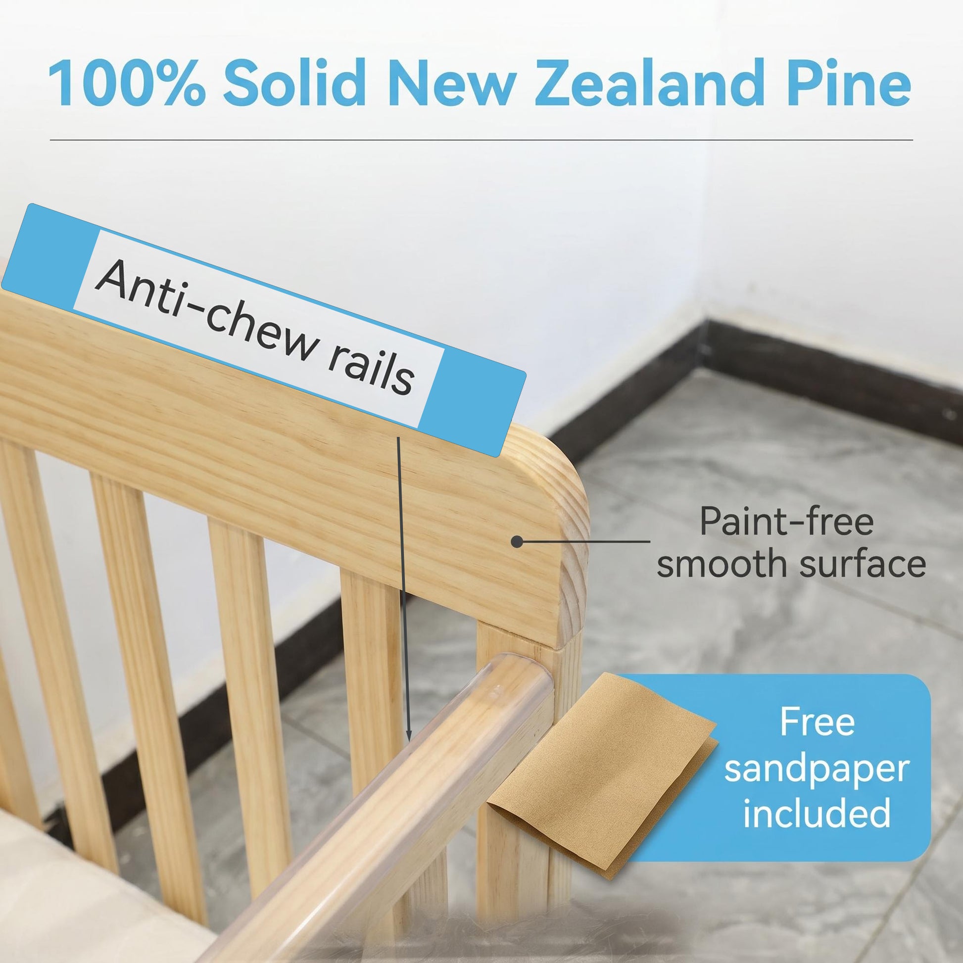 Baby Bassinets Bedside Sleeper - Portable Pine Wood Bedside Bassinet,3 Heights Small Mini Crib with Mattress 1.97 - 2.2in,Space-Saving Design Baby Crib for Newborns 0-36 Months image 6