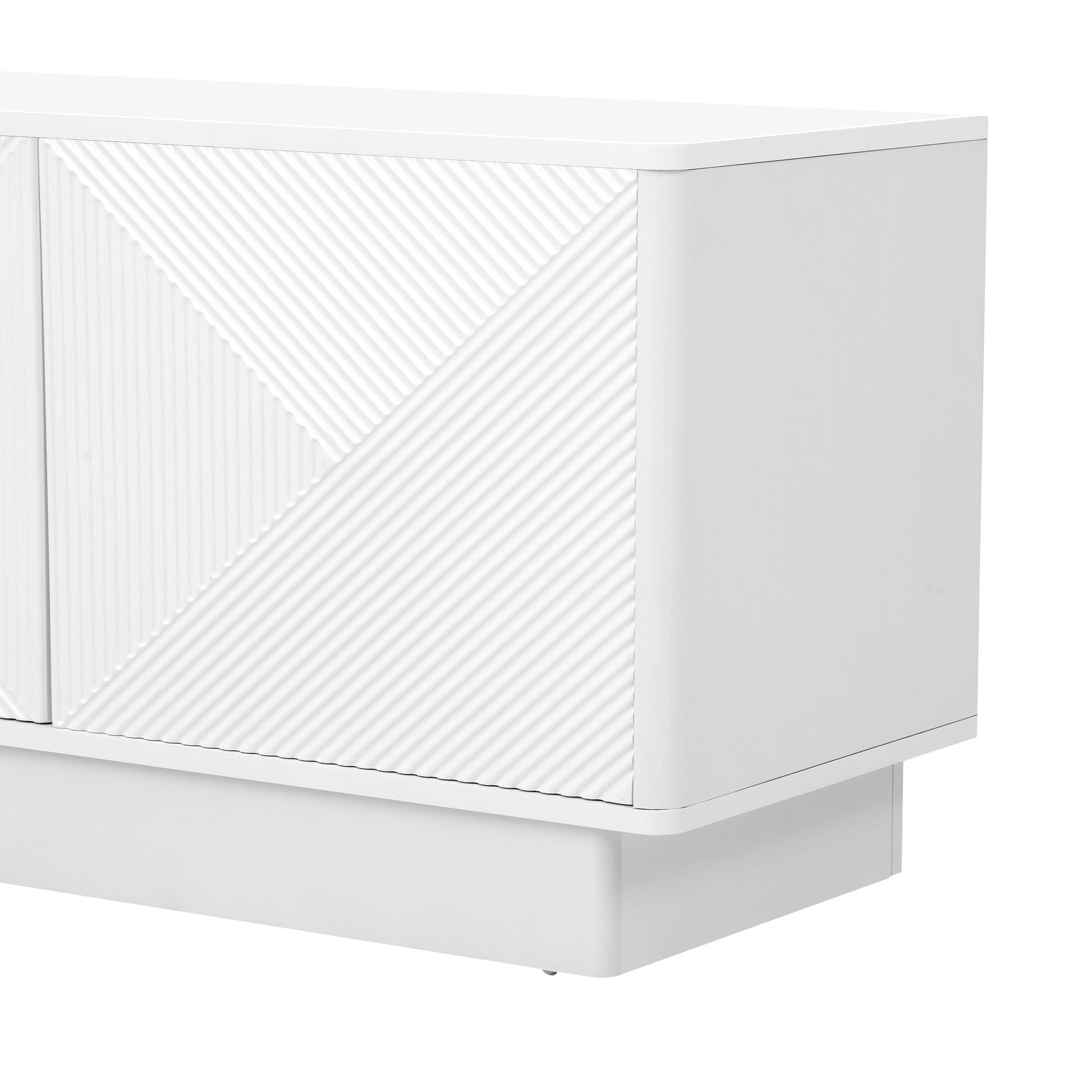 U-Can Stylish 4-Door Wave Design Cabinet with Adjustable Shelves & LED Accent image 9